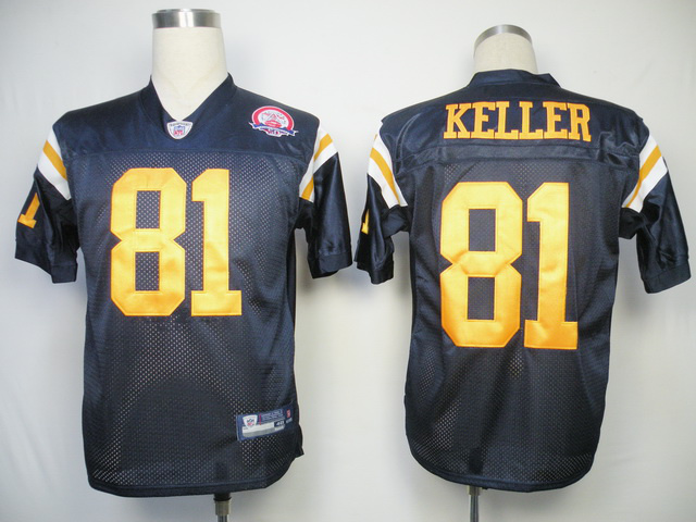 Jets #81 Dustin Keller Dark Blue With AFL 50TH Patch Stitched NFL Jersey