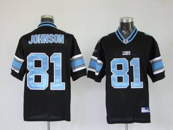 Lions #81 Calvin Johnson Black Stitched NFL Jersey