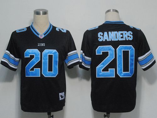 Mitchell and Ness Lions #20 Barry Sanders Black Stitched NFL Jersey
