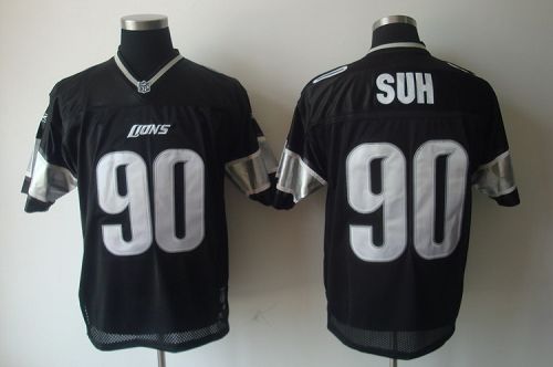 Lions #90 Ndamukong Suh Black Shadow Stitched NFL Jersey
