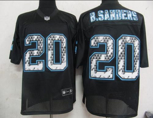 Sideline Black United Lions #20 Barry Sanders Black Stitched NFL Jersey