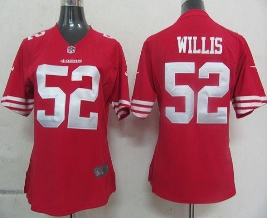  49ers #52 Patrick Willis Red Team Color Women's Stitched NFL Elite Jersey