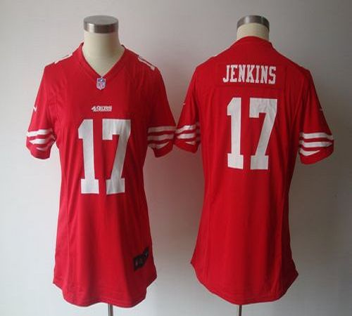  49ers #17 A.J. Jenkins Red Team Color Women's NFL Game Jersey