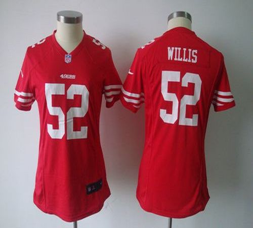  49ers #52 Patrick Willis Red Team Color Women's NFL Game Jersey