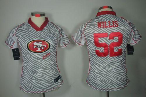  49ers #52 Patrick Willis Zebra Women's Stitched NFL Elite Jersey