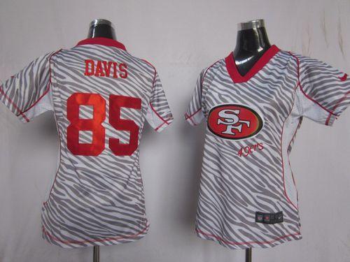  49ers #85 Vernon Davis Zebra Women's Stitched NFL Elite Jersey