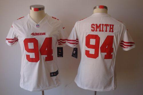  49ers #94 Justin Smith White Women's Stitched NFL Limited Jersey