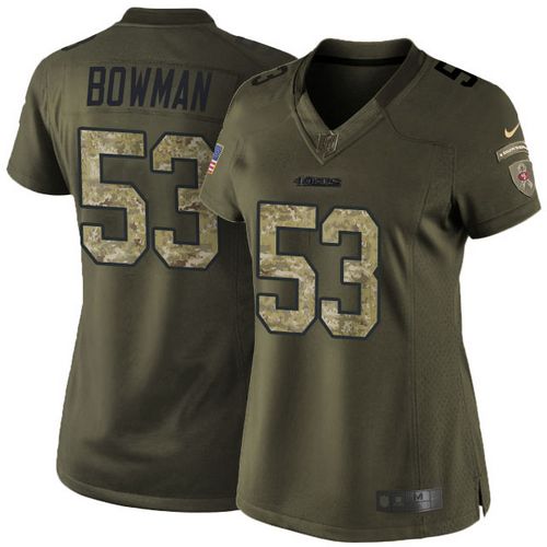  49ers #53 NaVorro Bowman Green Women's Stitched NFL Limited Salute to Service Jersey