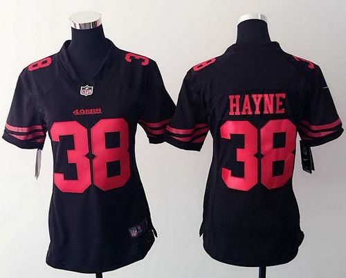  49ers #38 Jarryd Hayne Black Alternate Women's Stitched NFL Elite Jersey