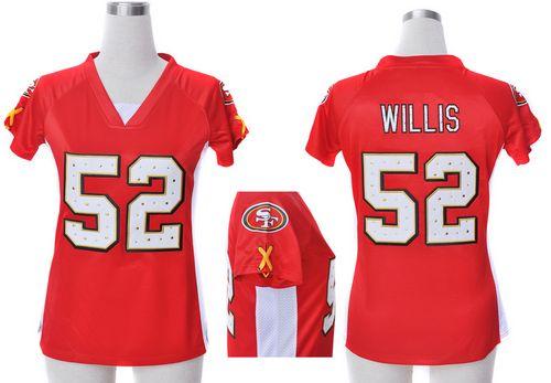  49ers #52 Patrick Willis Red Team Color Draft Him Name & Number Top Women's Stitched NFL Elite Jersey