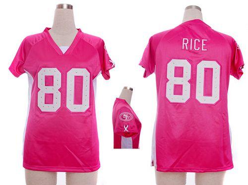  49ers #80 Jerry Rice Pink Draft Him Name & Number Top Women's Stitched NFL Elite Jersey