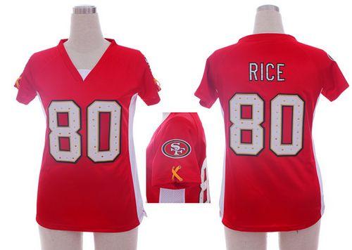  49ers #80 Jerry Rice Red Team Color Draft Him Name & Number Top Women's Stitched NFL Elite Jersey