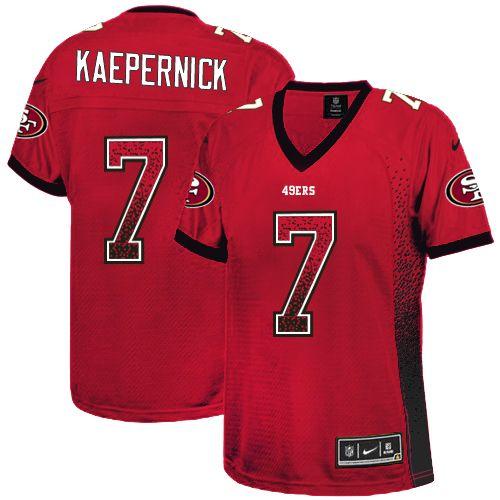  49ers #7 Colin Kaepernick Red Team Color Women's Stitched NFL Elite Drift Fashion Jersey