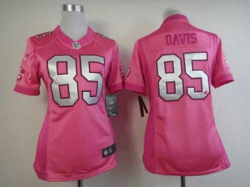  49ers #85 Vernon Davis Pink Women's Be Luv'd Stitched NFL Elite Jersey