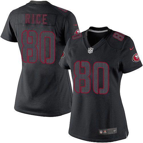  49ers #80 Jerry Rice Black Impact Women's Stitched NFL Limited Jersey