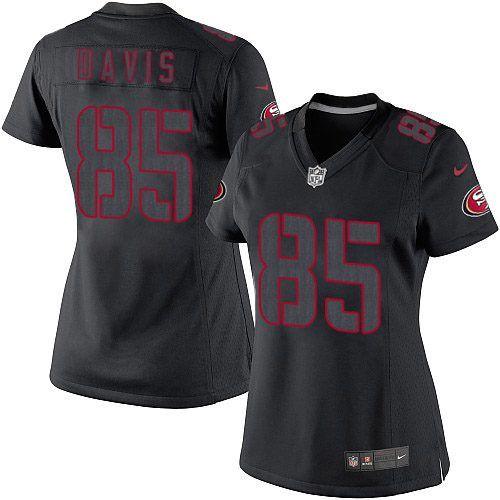  49ers #85 Vernon Davis Black Impact Women's Stitched NFL Limited Jersey