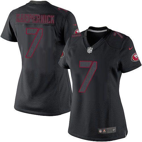 49ers #7 Colin Kaepernick Black Impact Women's Stitched NFL Limited Jersey