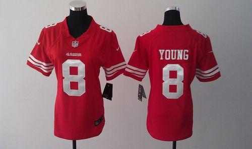  49ers #8 Steve Young Red Team Color Women's Stitched NFL Elite Jersey