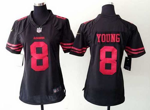  49ers #8 Steve Young Black Alternate Women's Stitched NFL Elite Jersey