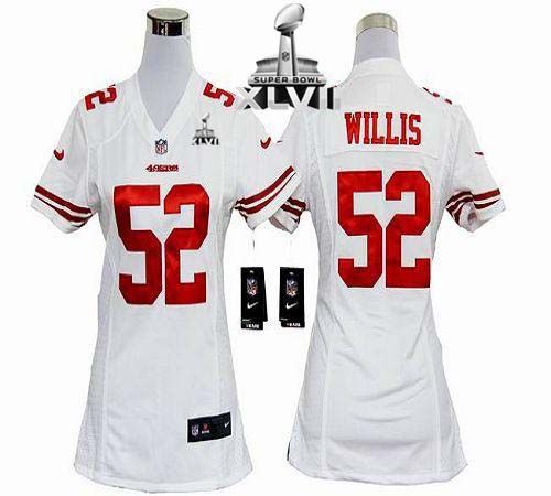  49ers #52 Patrick Willis White Super Bowl XLVII Women's Stitched NFL Elite Jersey