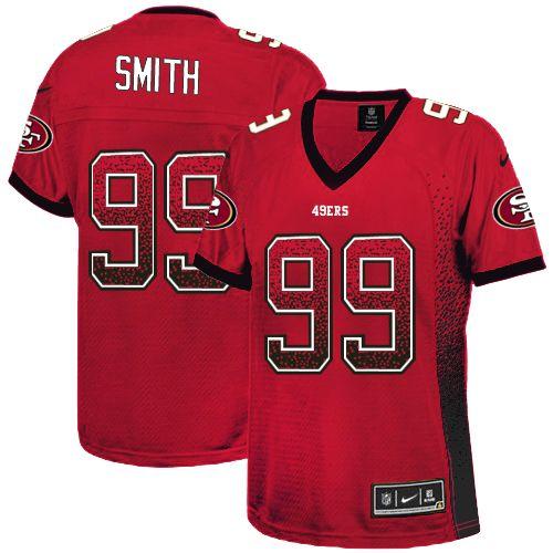 49ers #99 Aldon Smith Red Team Color Women's Stitched NFL Elite Drift Fashion Jersey
