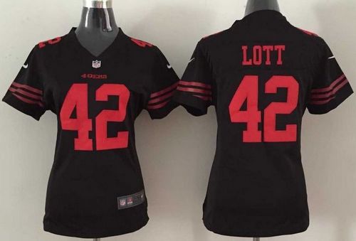  49ers #42 Ronnie Lott Black Alternate Women's Stitched NFL Elite Jersey