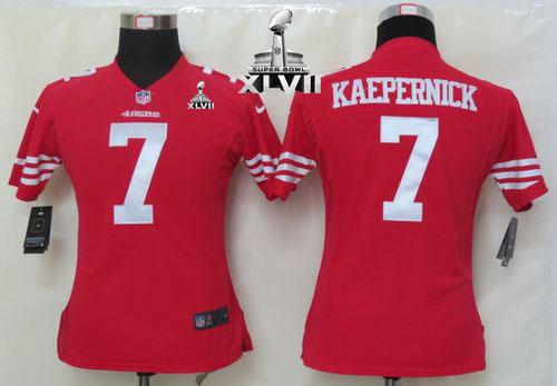  49ers #7 Colin Kaepernick Red Team Color Super Bowl XLVII Women's Stitched NFL Elite Jersey