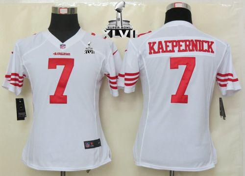  49ers #7 Colin Kaepernick White Super Bowl XLVII Women's Stitched NFL Elite Jersey
