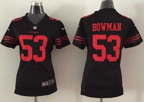  49ers #53 NaVorro Bowman Black Alternate Women's Stitched NFL Elite Jersey