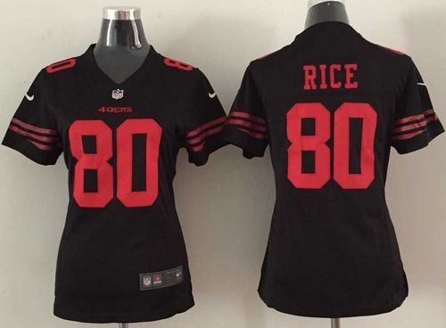  49ers #80 Jerry Rice Black Alternate Women's Stitched NFL Elite Jersey