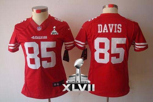  49ers #85 Vernon Davis Red Team Color Super Bowl XLVII Women's Stitched NFL Limited Jersey