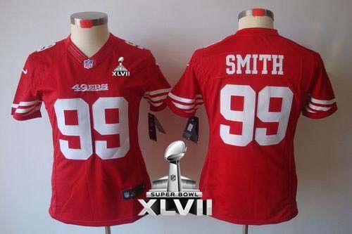  49ers #99 Aldon Smith Red Team Color Super Bowl XLVII Women's Stitched NFL Limited Jersey