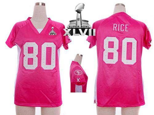  49ers #80 Jerry Rice Pink Draft Him Name & Number Top Super Bowl XLVII Women's Stitched NFL Elite Jersey