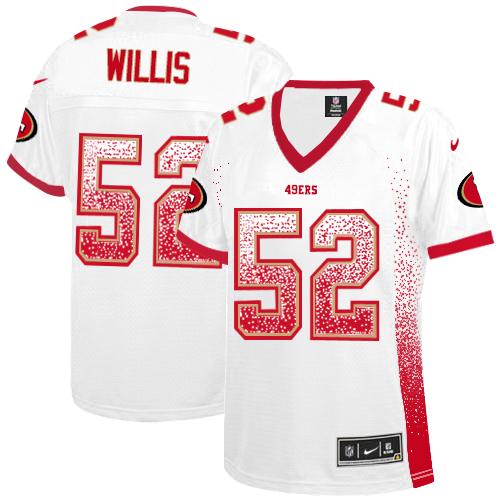  49ers #52 Patrick Willis White Women's Stitched NFL Elite Drift Fashion Jersey