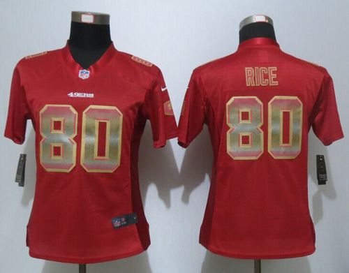  49ers #80 Jerry Rice Red Team Color Women's Stitched NFL Elite Strobe Jersey