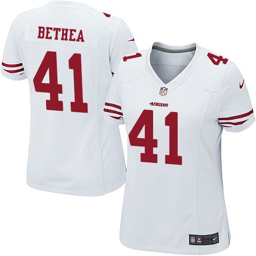 49ers #41 Antoine Bethea White Women's Stitched NFL Elite Jersey