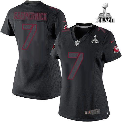  49ers #7 Colin Kaepernick Black Impact Super Bowl XLVII Women's Stitched NFL Limited Jersey