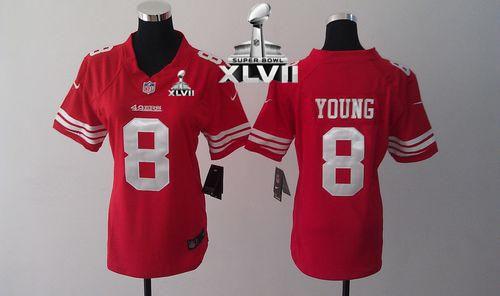  49ers #8 Steve Young Red Team Color Super Bowl XLVII Women's Stitched NFL Elite Jersey