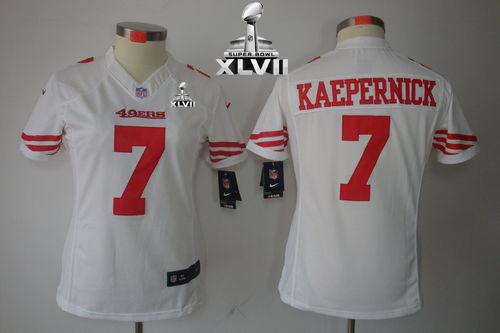  49ers #7 Colin Kaepernick White Super Bowl XLVII Women's Stitched NFL Limited Jersey