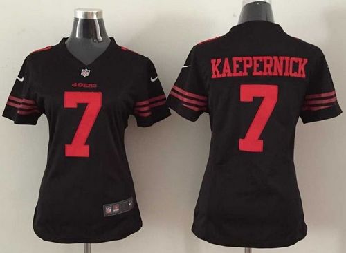  49ers #7 Colin Kaepernick Black Alternate Women's Stitched NFL Elite Jersey