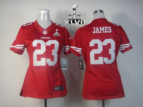  49ers #23 LaMichael James Red Team Color Super Bowl XLVII Women's Stitched NFL Limited Jersey
