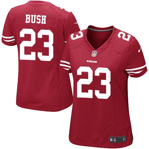  49ers #23 Reggie Bush Red Team Color Women's Stitched NFL Elite Jersey