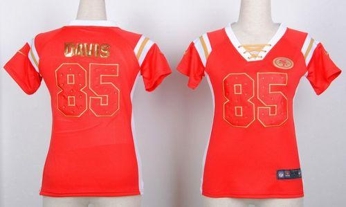  49ers #85 Vernon Davis Red Women's Stitched NFL Elite Light Diamond Jersey