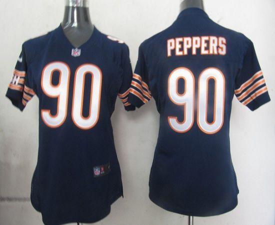  Bears #90 Julius Peppers Navy Blue Team Color Women's Stitched NFL Elite Jersey