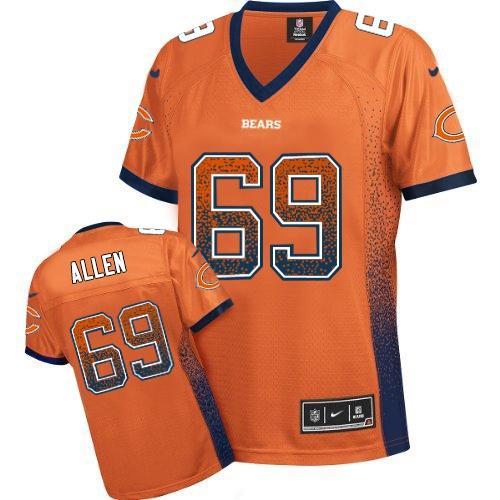  Bears #69 Jared Allen Orange Alternate Women's Stitched NFL Elite Drift Fashion Jersey