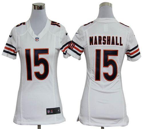  Bears #15 Brandon Marshall White Women's Stitched NFL Elite Jersey
