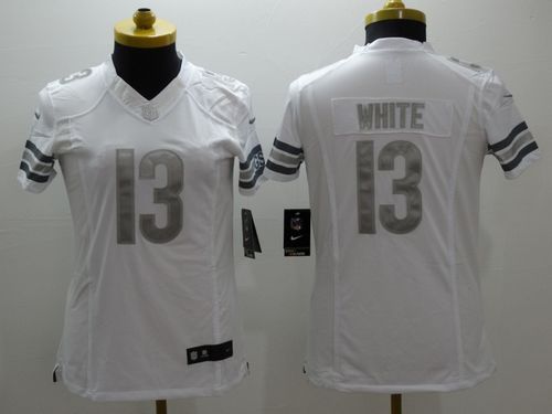  Bears #13 Kevin White White Women's Stitched NFL Limited Platinum Jersey