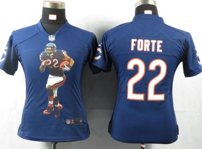  Bears #22 Matt Forte Navy Blue Team Color Women's Portrait Fashion NFL Game Jersey