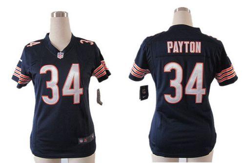  Bears #34 Walter Payton Navy Blue Team Color Draft Him Name & Number Top Women's Stitched NFL Elite Jersey