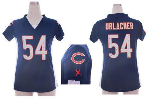  Bears #54 Brian Urlacher Navy Blue Team Color Draft Him Name & Number Top Women's Stitched NFL Elite Jersey